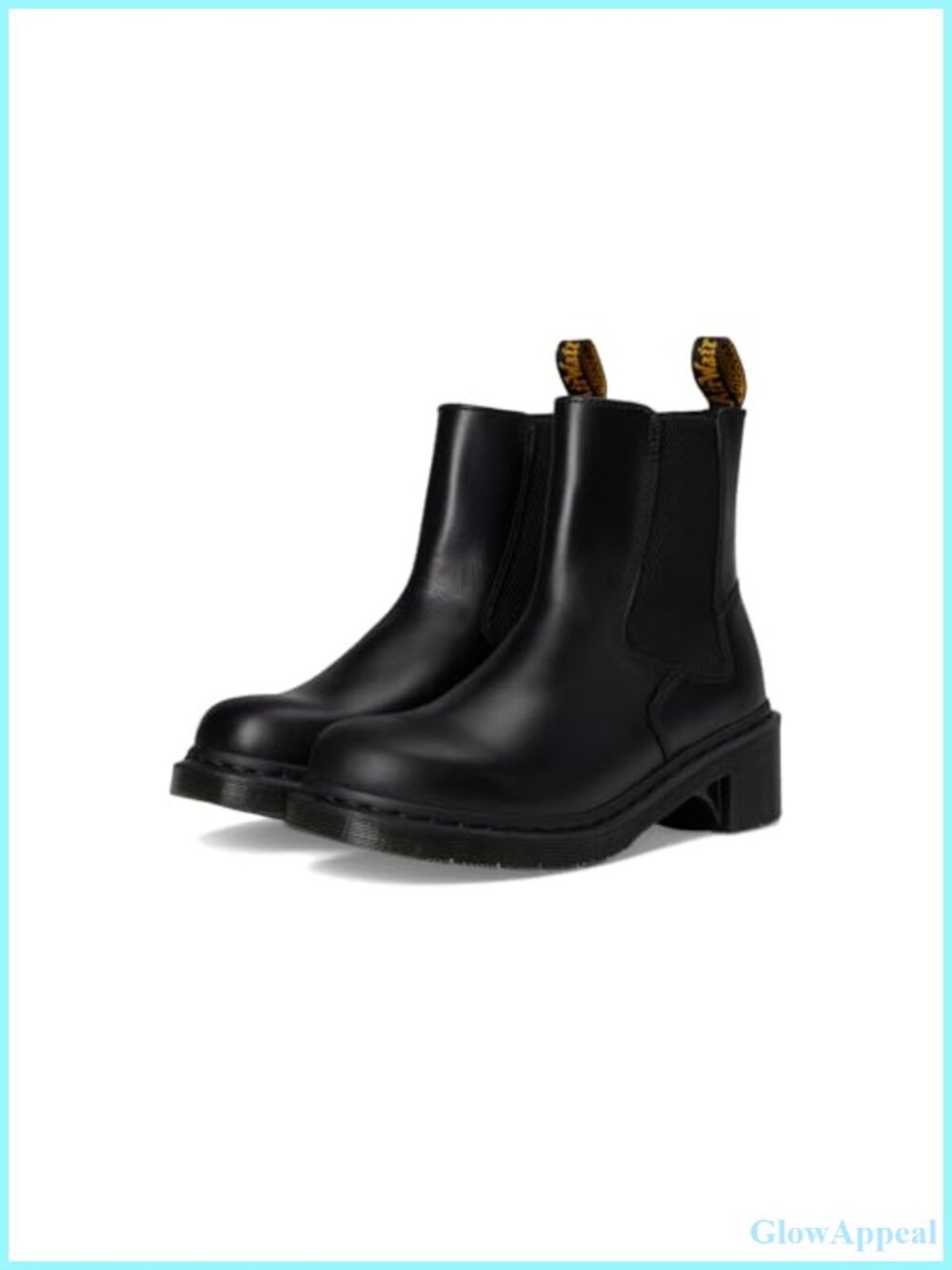 Leather Chelsea Heeled Ankle Boot Block Heel Pull-On